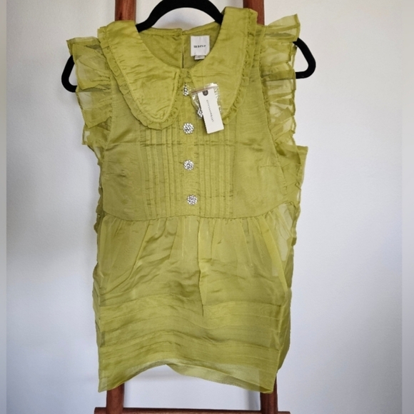 Anthropologie Maeve Peter Pan Collar Sheer Pintuck Babydoll Shirt - Picture 4 of 12